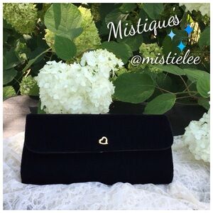 VS VICTORIA’S SECRET Hard Body Velveteen Clutch w/Gold Heart Trim